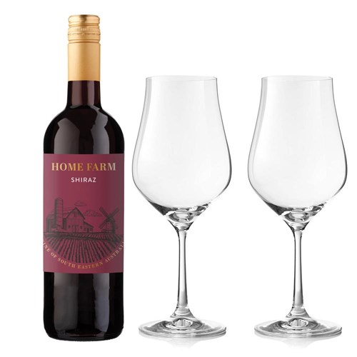 The Home Farm Shiraz 75cl Red Wine And Crystal Classic Collection Wine Glasses